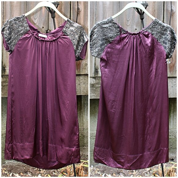 Day Birger et Mkkelsen - Silk Charmeuse Babydoll Dress with Sequin Sleeves, S M - Picture 7 of 11